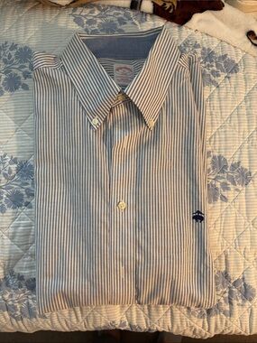 Brooks Brothers Blue and White Striped Button-Down Shirt
